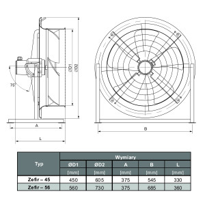 WENTYLATOR  ZEFIR-45 1F Z REGULATOREM
