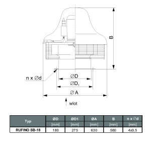 WENTYLATOR DACHOWY RUFINO S B-18 A 3F