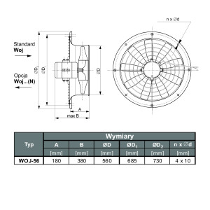WENTYLATOR ŚCIENNO-OKIENNY WOJ-56/3 3F