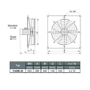 WENTYLATOR ŚCIENNO-OKIENNY FARM-45/4 3F