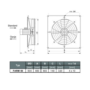 WENTYLATOR ŚCIENNO-OKIENNY FARM-50/6 3F