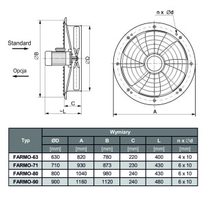 WENTYLATOR ŚCIENNO-OKIENNY FARMO-90A/6 3F
