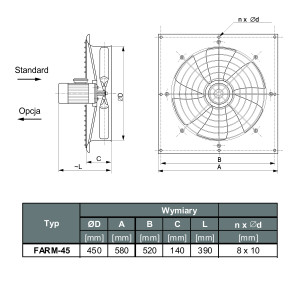 WENTYLATOR ŚCIENNO-OKIENNY FARM-45/6 1F