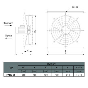 WENTYLATOR ŚCIENNO-OKIENNY FARM-35/4 3F