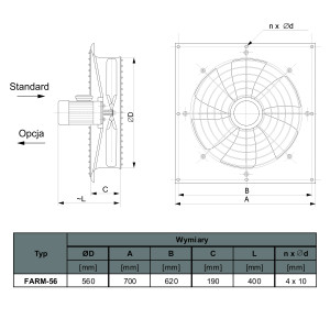 WENTYLATOR ŚCIENNO-OKIENNY FARM-56A/4 1F