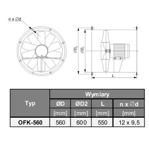 WENTYLATOR KANAŁOWY OFK-560/2B 3F