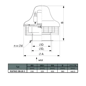 WENTYLATOR DACHOWY RUFINO S B-20C 1F