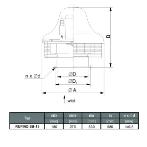 WENTYLATOR DACHOWY RUFINO S B-18 A 3F