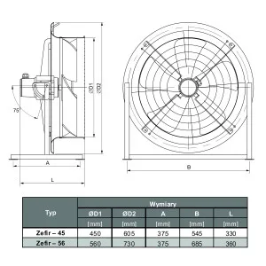 WENTYLATOR  ZEFIR-45 1F Z REGULATOREM