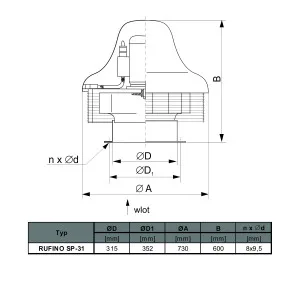 WENTYLATOR DACHOWY RUFINO S P-31A 3F
