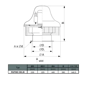 WENTYLATOR DACHOWY RUFINO S B-20B 1F