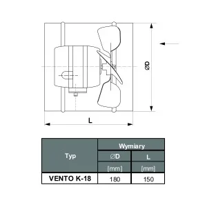 WENTYLATOR ŚCIENNO-OKIENNY VENTO 18K 1F