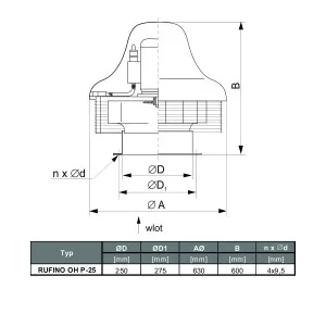 WENTYLATOR DACHOWY CHEMOODPORNY RUFINO OH P-25 S 3F